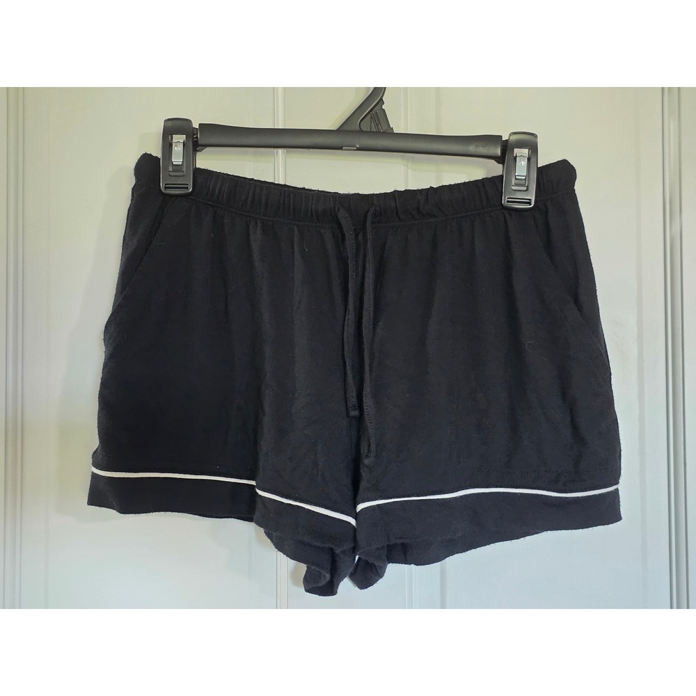 Auden Cloud Knit Pajama Shorts Black White Trim Modal Sleepwear Womens Small